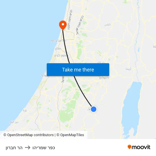 הר חברון to כפר שמריהו map