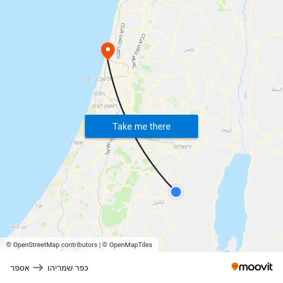 אספר to כפר שמריהו map