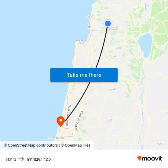 גיתה to כפר שמריהו map