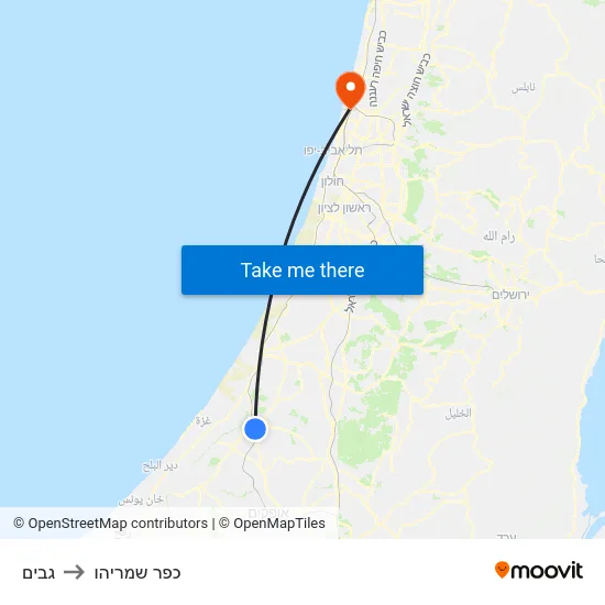גבים to כפר שמריהו map