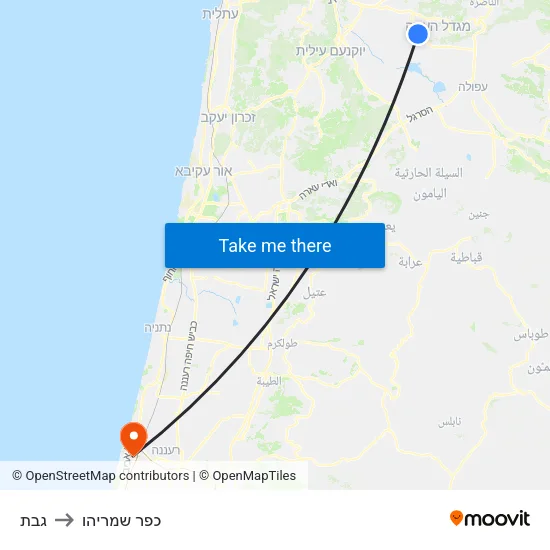 גבת to כפר שמריהו map