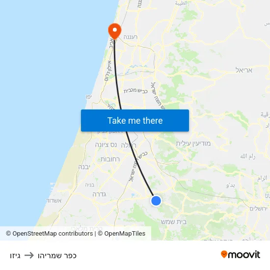 גיזו to כפר שמריהו map
