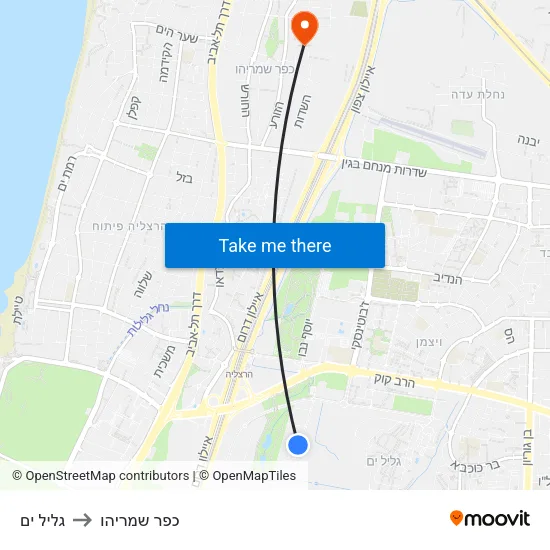 גליל ים to כפר שמריהו map