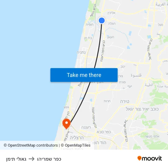 גאולי תימן to כפר שמריהו map