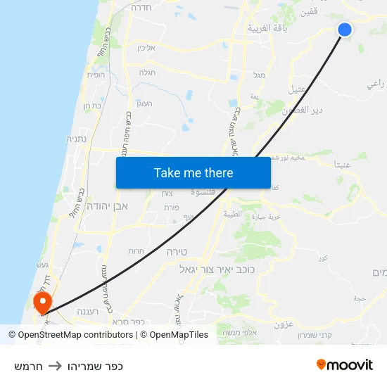 חרמש to כפר שמריהו map