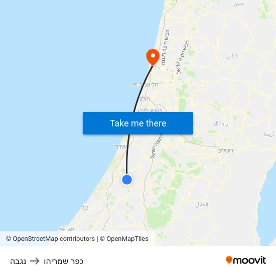 נגבה to כפר שמריהו map