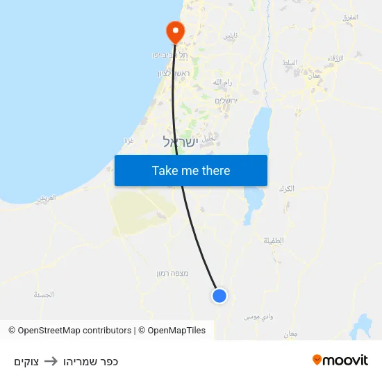 צוקים to כפר שמריהו map