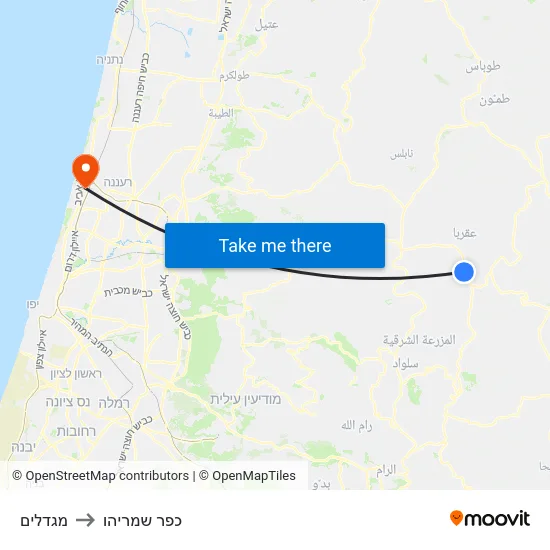 מגדלים to כפר שמריהו map