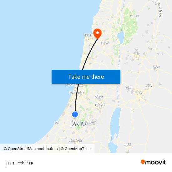 ורדון to עדי map