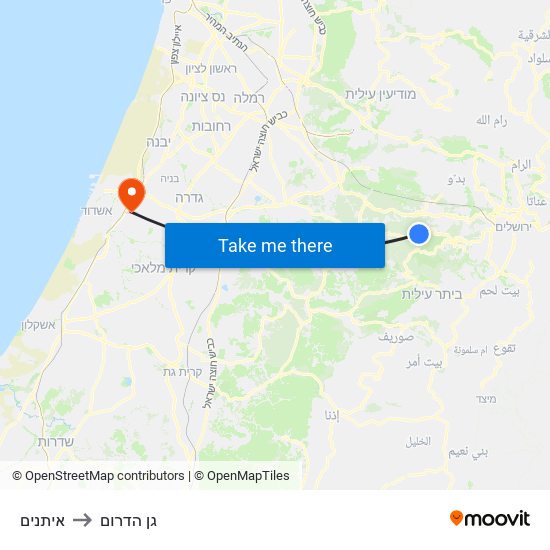 איתנים to גן הדרום map