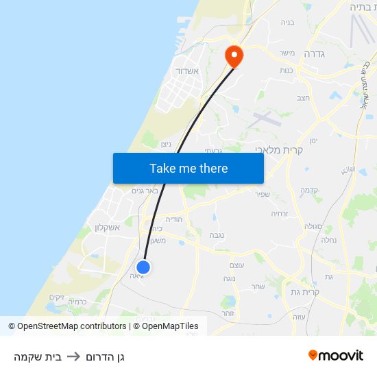 בית שקמה to גן הדרום map