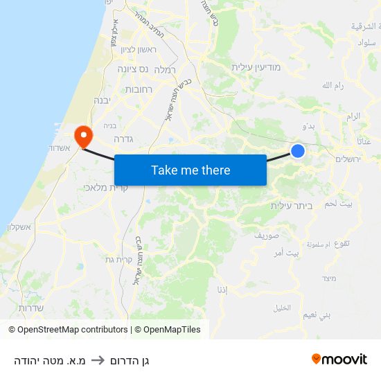 מ.א. מטה יהודה to גן הדרום map