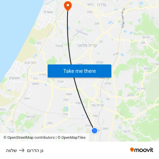שלווה to גן הדרום map