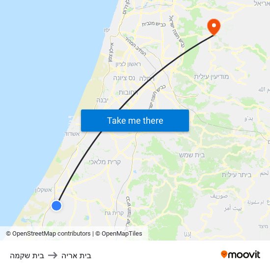 בית שקמה to בית אריה map