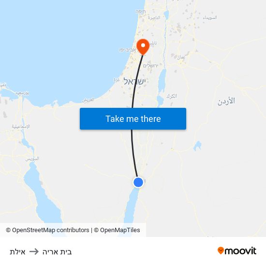 אילת to בית אריה map