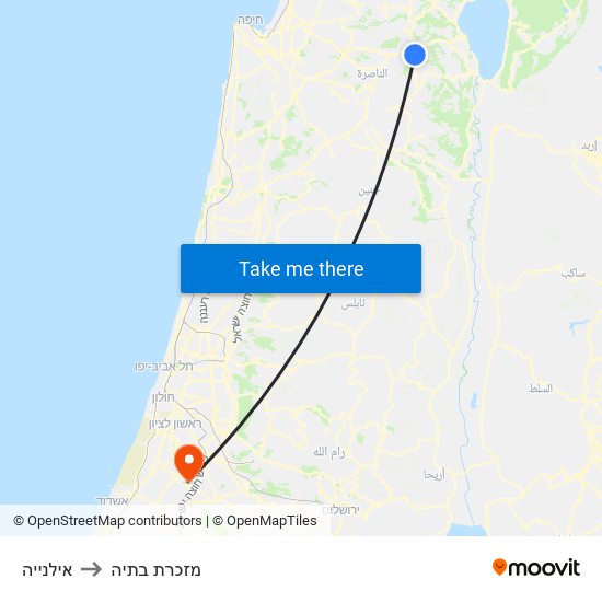 אילנייה to מזכרת בתיה map