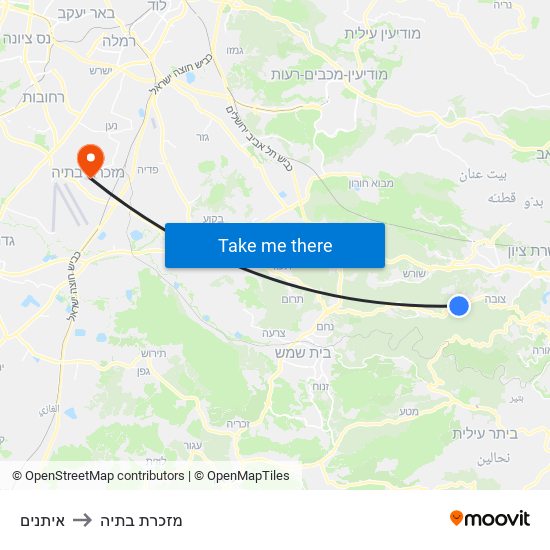 איתנים to מזכרת בתיה map