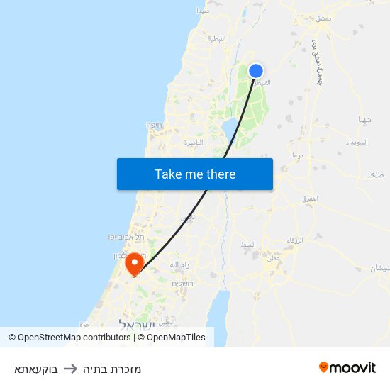 בוקעאתא to מזכרת בתיה map