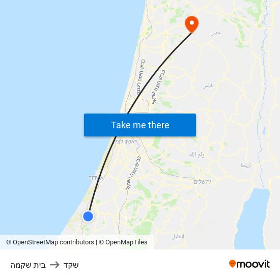 בית שקמה to שקד map