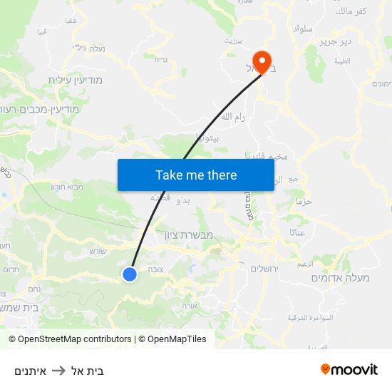 איתנים to בית אל map