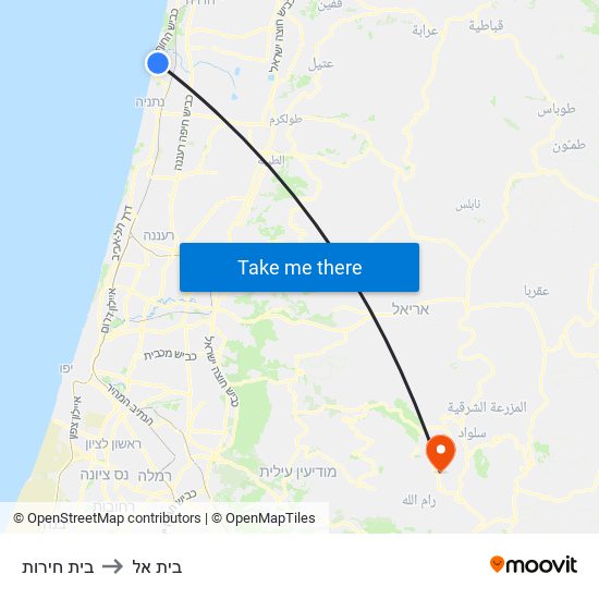 בית חירות to בית אל map