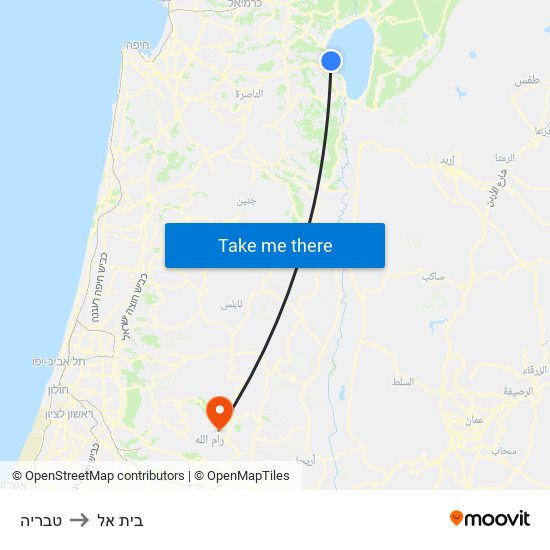 טבריה to בית אל map