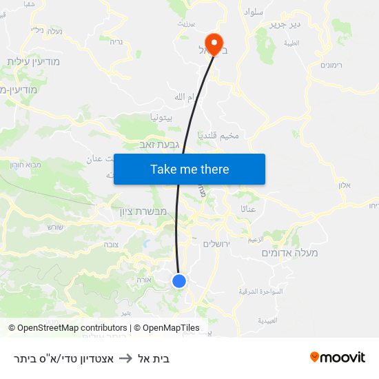 אצטדיון טדי/א''ס ביתר to בית אל map