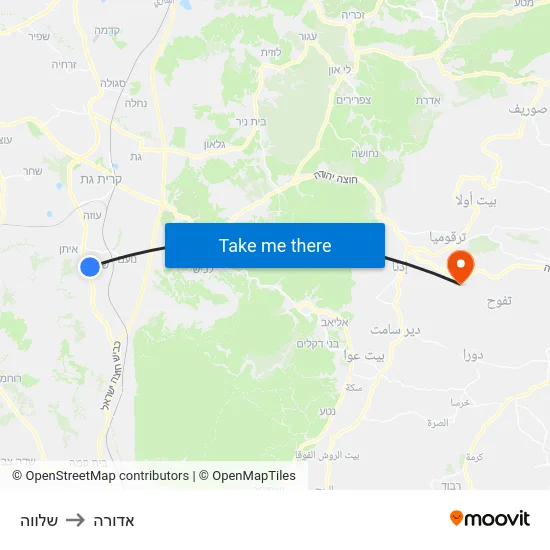 שלווה to אדורה map