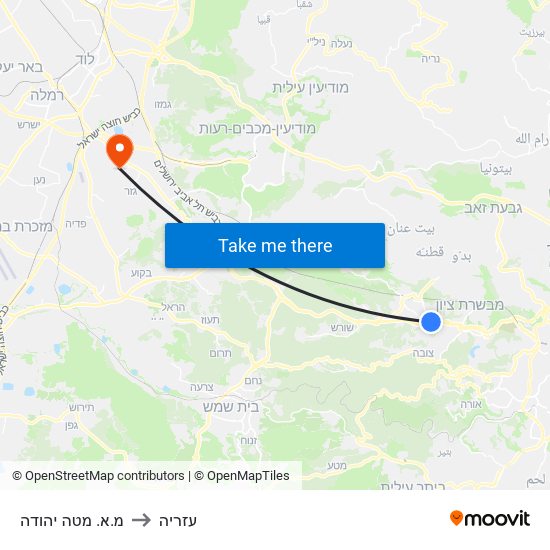 מ.א. מטה יהודה to עזריה map