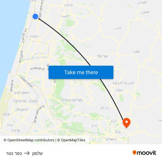 כפר נטר to עלמון map