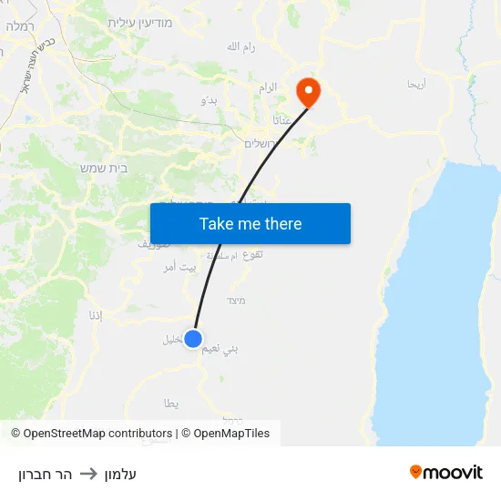 הר חברון to עלמון map
