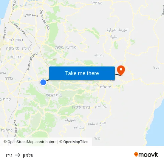 גיזו to עלמון map