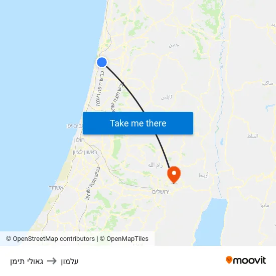 גאולי תימן to עלמון map