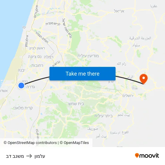 משגב דב to עלמון map