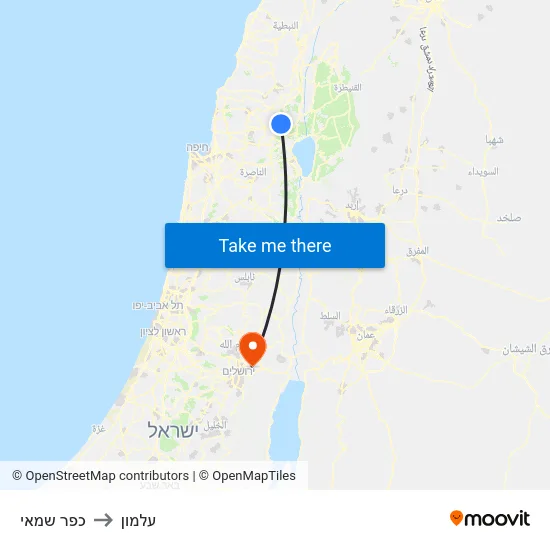 כפר שמאי to עלמון map