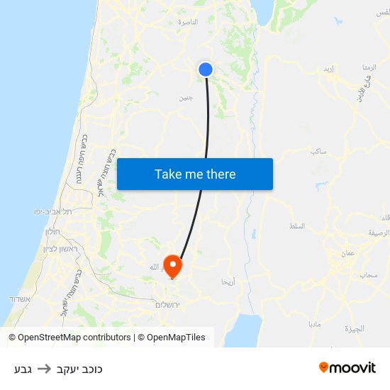 גבע to כוכב יעקב map