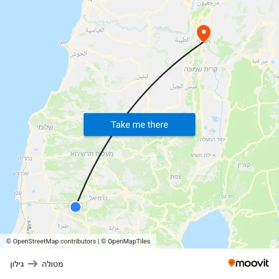 גילון to מטולה map
