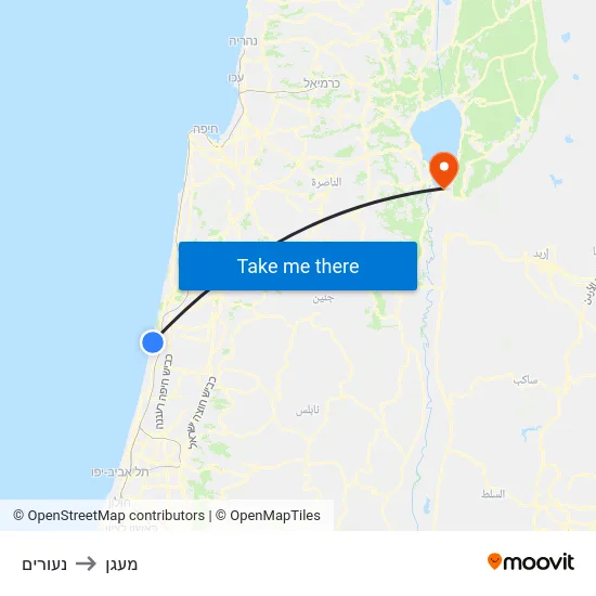 נעורים to מעגן map