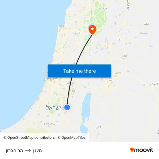 הר חברון to מעגן map