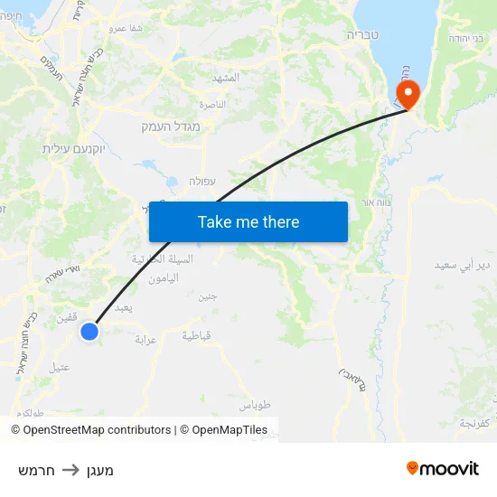 חרמש to מעגן map