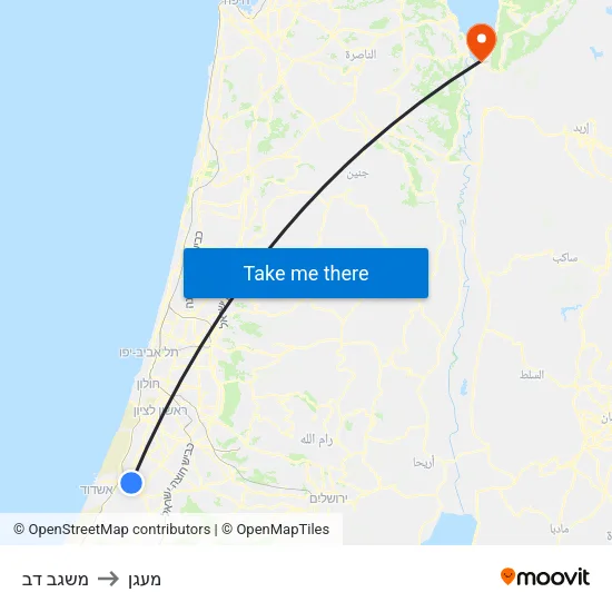 משגב דב to מעגן map