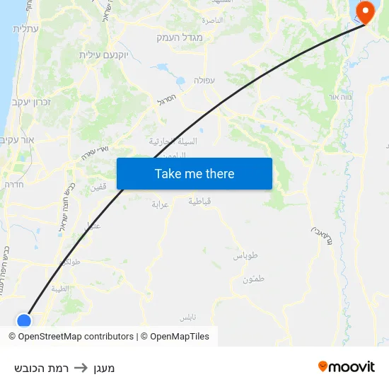 רמת הכובש to מעגן map