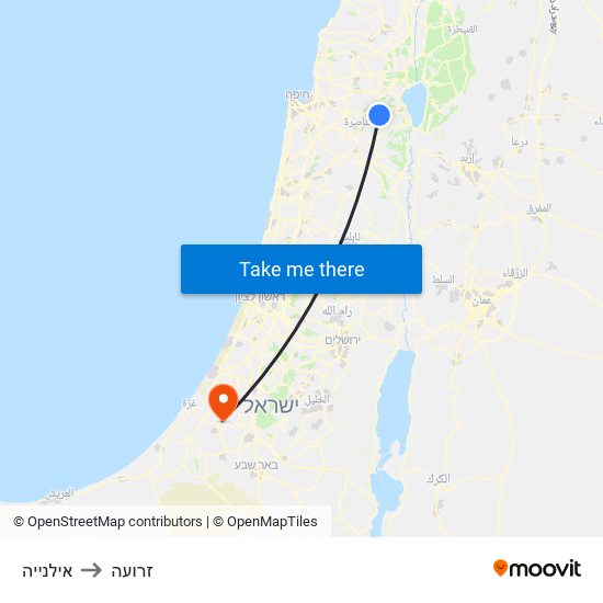 אילנייה to זרועה map