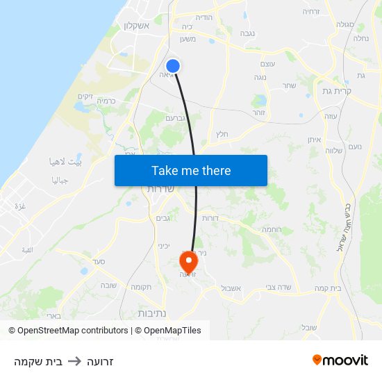 בית שקמה to זרועה map