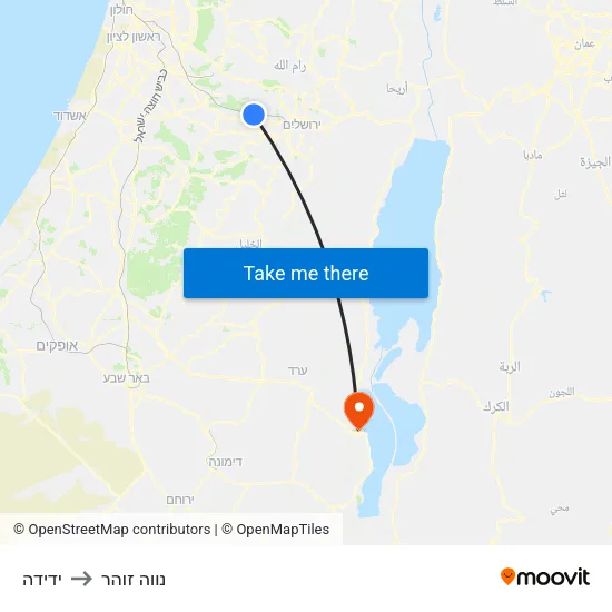 ידידה to נווה זוהר map
