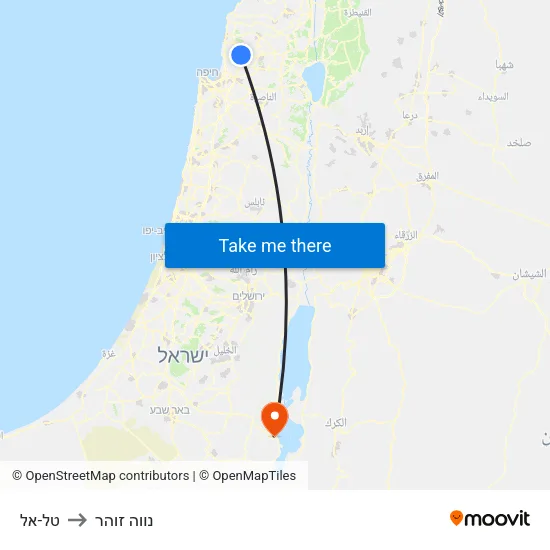 טל-אל to נווה זוהר map