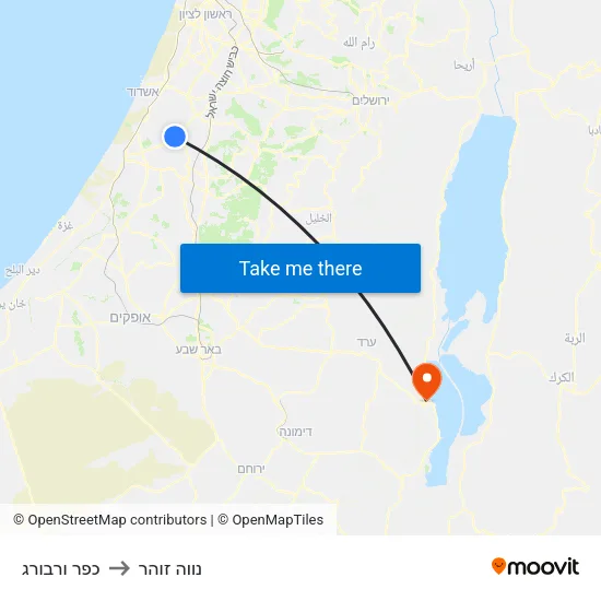 כפר ורבורג to נווה זוהר map