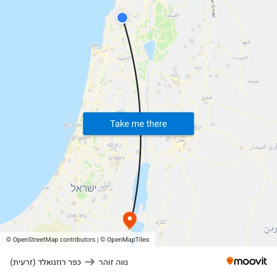 כפר רוזנואלד (זרעית) to נווה זוהר map