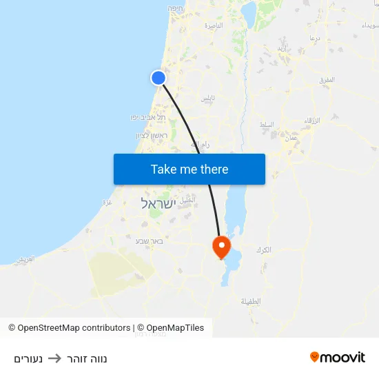 נעורים to נווה זוהר map