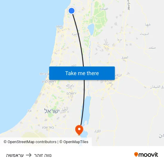 עראמשה to נווה זוהר map